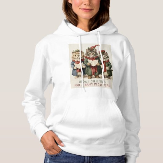 Sweat - shirt à capuche de Noël du chat (Devant)
