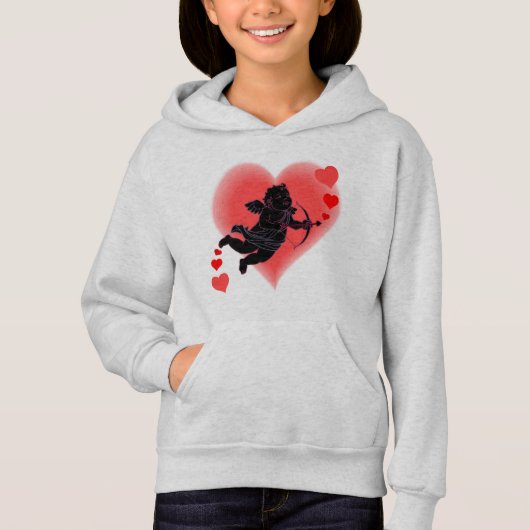 Sweat - shirt à capuche de Saint Valentin rose cu (Devant)