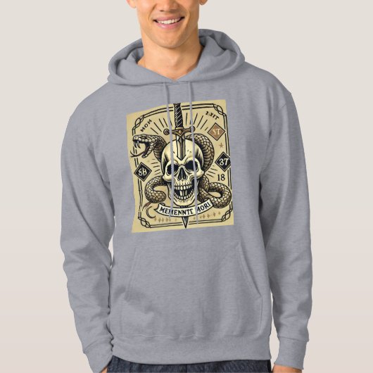 Sweat - shirt à capuche de tatouage Memento Mori (Devant)