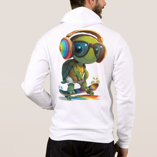 Sweat - shirt à capuche de tortue de skateboard (Dos)