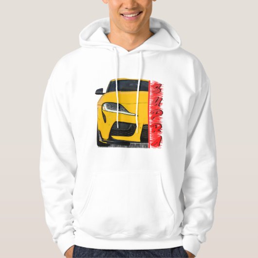sweat - shirt à capuche de voiture de sport jaune (Devant)