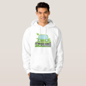 Sweat - shirt à capuche de voiture vert (Devant entier)