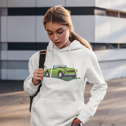 Sweat - shirt à capuche de voiture verte rétro con