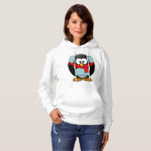 Sweat - shirt à capuche des femmes de pingouin ver (Devant entier)