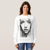 Sweat - shirt à capuche des traits de stylet de tr (Devant entier)