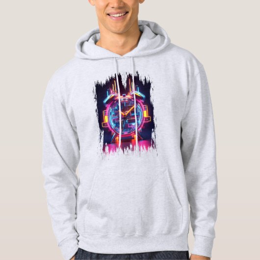 Sweat - shirt à capuche d'horloge Neon Techno (Devant)