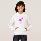 Sweat - shirt à capuche Flamant rose rose (Devant entier)