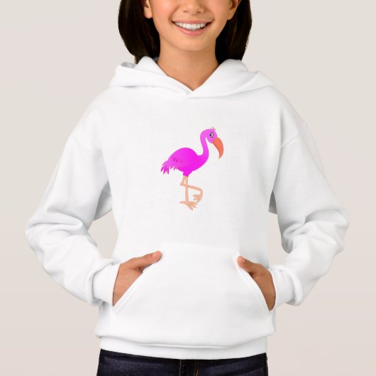 Sweat - shirt à capuche Flamant rose rose (Devant)