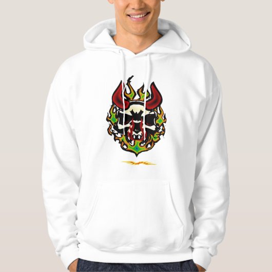 Sweat - shirt à capuche flamboyant de crâne (Devant)