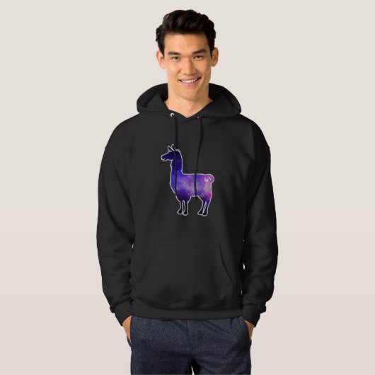 Sweat - shirt à capuche galactique de lama (Devant entier)