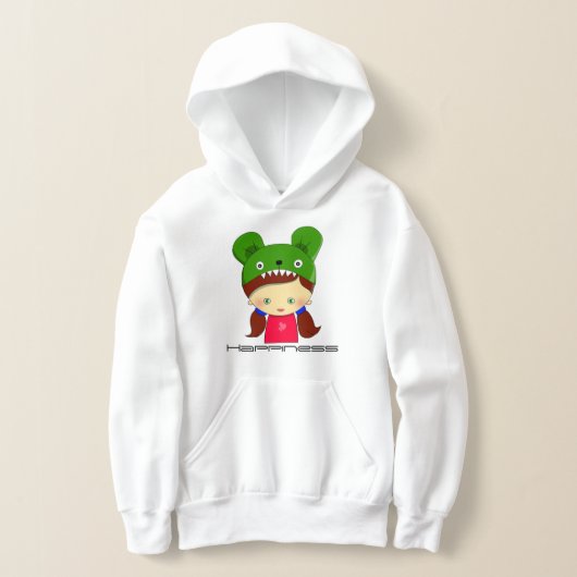 Sweat - shirt à capuche graphique blanc pour fille (Poser)