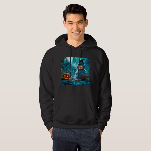 Sweat - shirt à capuche Halloween Snowman en colèr (Devant entier)