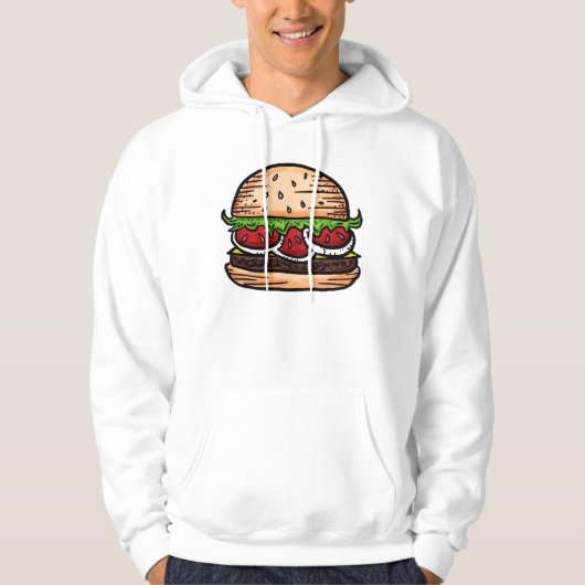 Sweat - shirt à capuche humour burger géant (Devant)