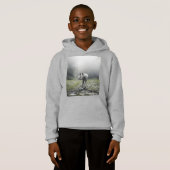 Sweat - shirt à capuche Husky Sibérien Blanc (Devant entier)