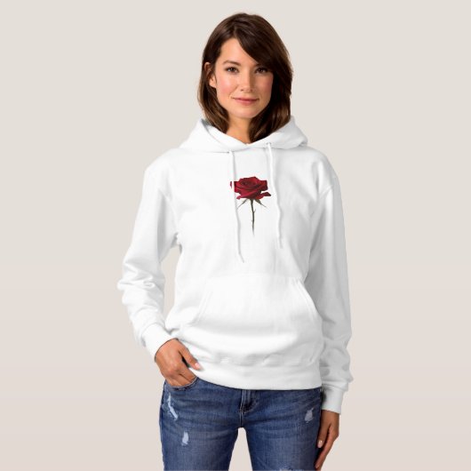 Sweat - shirt à capuche Red Rose (Devant entier)