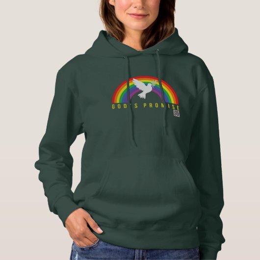 Sweat - shirt à capuche verte des femmes Rainbow L (Devant)