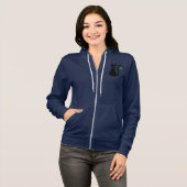 Sweat - shirt à capuche Zip de chat noir (Devant entier)