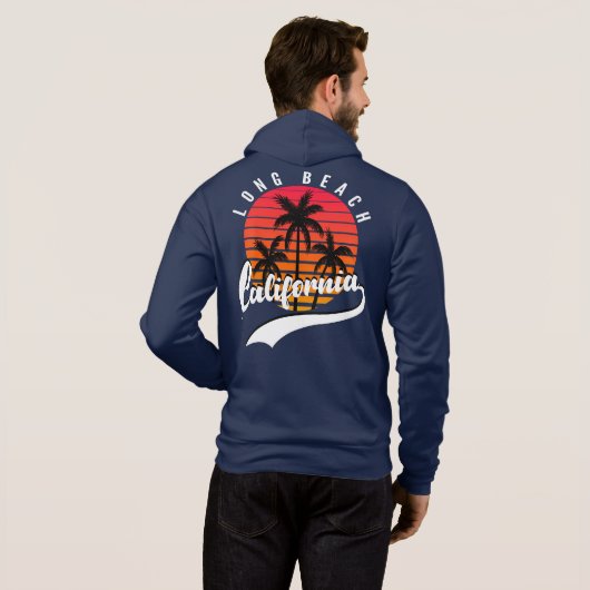 Sweat - shirt à capuche Zip Navy Blue Long Beach (Dos entier)