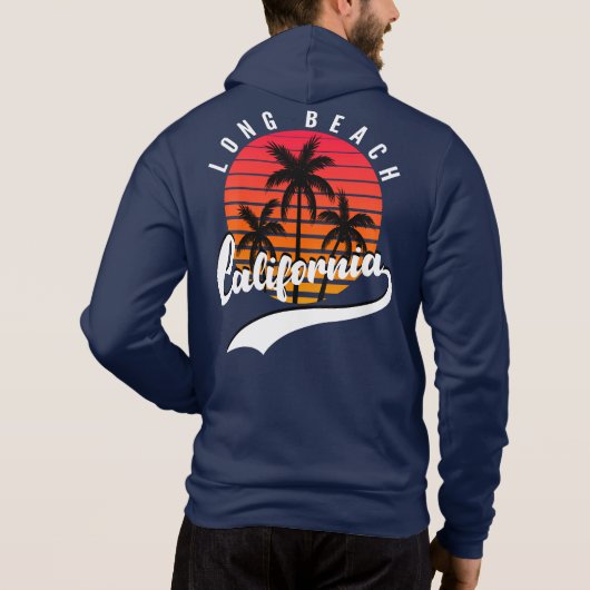 Sweat - shirt à capuche Zip Navy Blue Long Beach (Dos)
