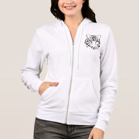Sweat - shirt à capuche Zip Tiger noir et blanc (Devant)