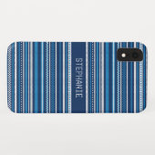 Sweater Blauw Wit Streep Kerstmis Gepersonaliseerd Case-Mate iPhone Case (Achterkant (horizontaal))