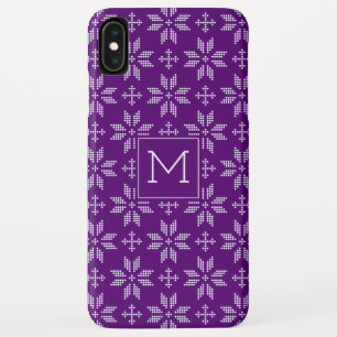 Sweater Paarse witte Fair Isle Christmas Monogram iPhone XS Max Hoesje