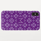 Sweater Paarse witte Fair Isle Christmas Monogram Case-Mate iPhone Case (Achterkant (horizontaal))
