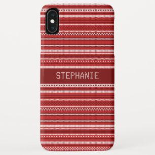 Sweater Rood Wit Streep Kerstmis Gepersonaliseerd iPhone XS Max Hoesje