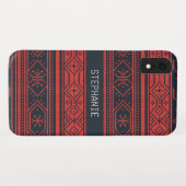 Sweater Rood Zwart Patroon Kerstmis Gepersonalisee Case-Mate iPhone Case (Achterkant (horizontaal))