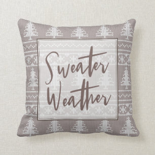 Sweater Weather Brown Knit Pattern   Kerstmis Kussen
