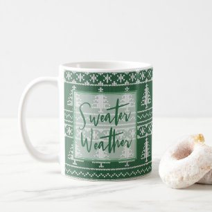 Sweater Weather Green Nordic Knit Kerstmis Koffiemok
