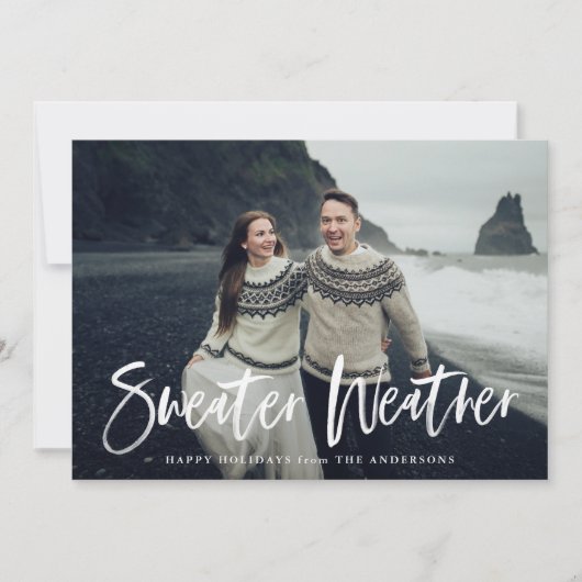 Sweater Weather in Beige | Vakantieknopkaart Feestdagenkaart (Voorkant)