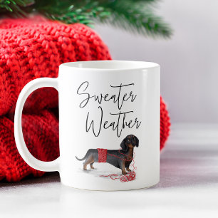 Sweater Weer Naughty Dog Waterverf Dachshund Koffiemok