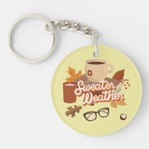 Sweater Weer Quote Gezellige Herfst Look Boek & Mo Sleutelhanger