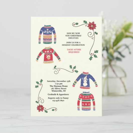 Sweaters de Noël Invitation de fête de Noël (Debout devant)