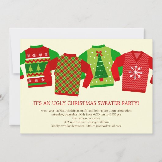 Sweaters de Noël moches Invitation de fête de Noël (Devant)