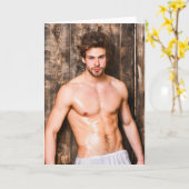 Sweating in the Sauna Hot Guy - Carte de voeux (Fleur jaune)