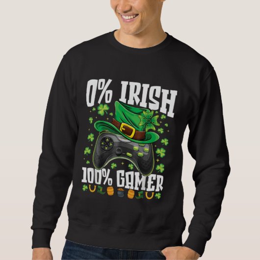 Sweatshirt 0 Irish 100 Gamer  St Patricks Day Video Games Boy (Devant)