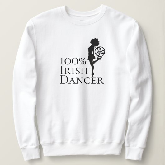 Sweatshirt 100% Danseur Irlandais Chaussure Dur Noir et Blanc (Design devant)