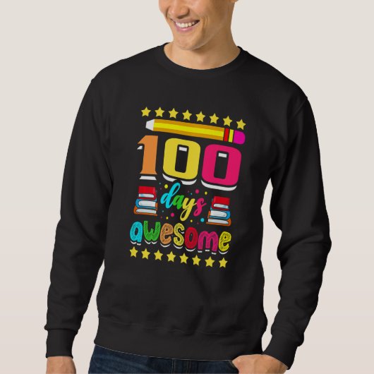 Sweatshirt 100 Days Awesome Colorful School Pencil Kids Study (Devant)