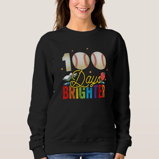 Sweatshirt 100 Days Brighter Baseball For Teachers And Kids S (Devant)
