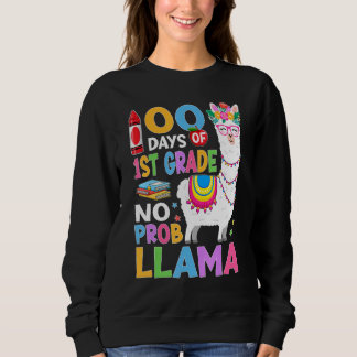 Sweatshirt 100 Days of 1st Grade No Probllama 100th Day Girls