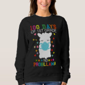 Sweatshirt 100 Days of 1st Grade No Probllama Llama Mask Quar (Devant)