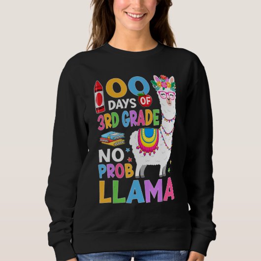 Sweatshirt 100 Days of 3rd Grade No Probllama 100th Day Girls (Devant)