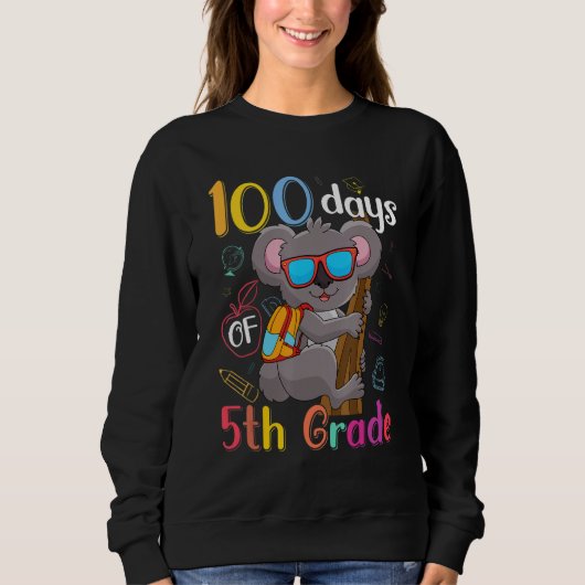 Sweatshirt 100 Days Of 5th Grade Koala 100th Day School Fifth (Devant)
