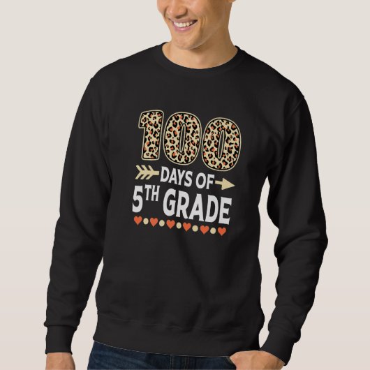Sweatshirt 100 days of 5th Grade Leopard 100th day of School  (Devant)