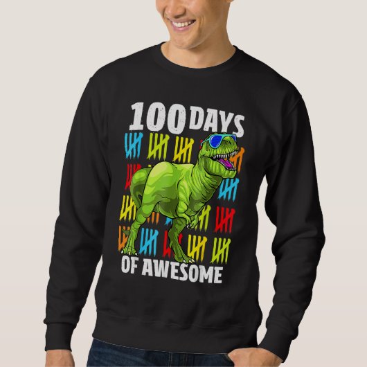 Sweatshirt 100 Days of Awesome Dinosaur Rex Boys 100th Day Of (Devant)