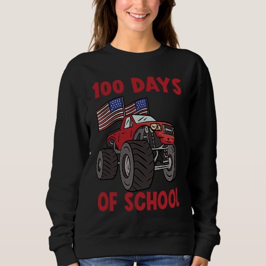 Sweatshirt 100 Days Of Kindergarten Monster Truck (Devant)