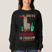 Sweatshirt 100 Days of Kindergarten No Probllama Llama Teache (Devant)