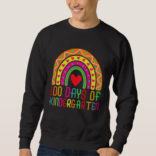 Sweatshirt 100 Days Of Kindergarten Rainbow Student Teacher (Devant)